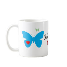 Hope coffee mug with colourful butterflies.