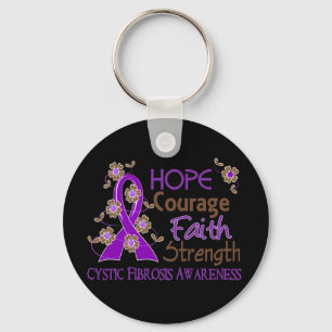 Hope Courage Faith Strength 3 Cystic Fibrosis Key Ring