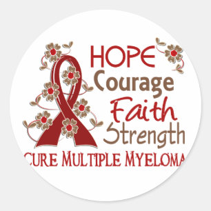 Hope Courage Faith Strength 3 Multiple Myeloma Classic Round Sticker