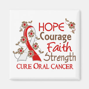 Hope Courage Faith Strength 3 Oral Cancer Magnet