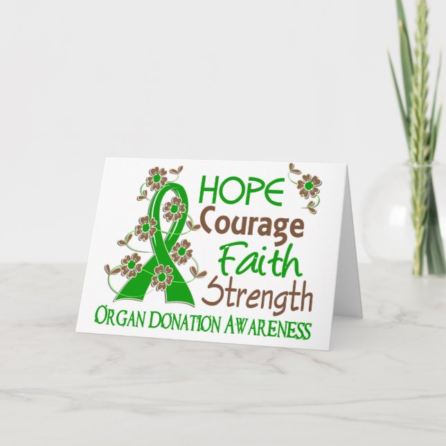 Hope Courage Faith Strength 3 Organ Donation Card (Front)