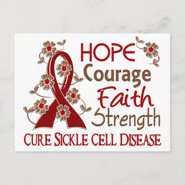 Hope Courage Faith Strength 3 Sickle Cell Disease Postcard (Front)