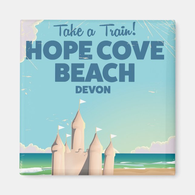 Hope Cove Beach Devon Vintage travel poster Magnet (Front)