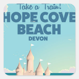 Hope Cove Beach Devon Vintage travel poster Square Sticker