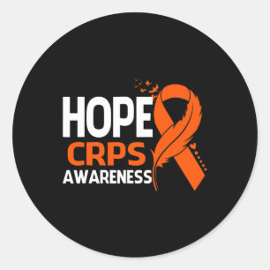 Hope Crps Awareness Month Orange Ribbon Feather Su Classic Round Sticker