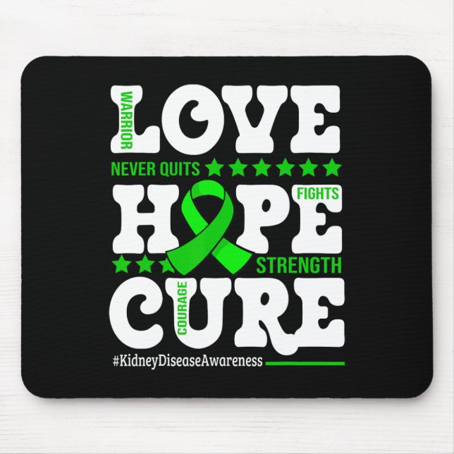 Hope Cure Warrior Kidney Disease Awareness Support Mouse Mat (Front)