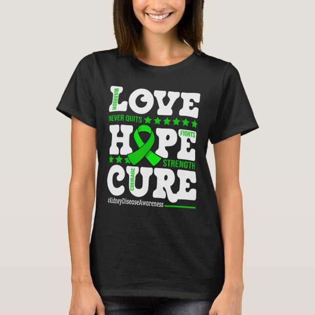 Hope Cure Warrior Kidney Disease Awareness Support T-Shirt (Front)