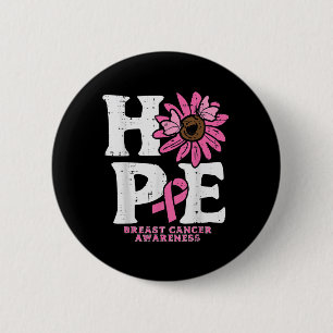 Hope Daisy Sunflower Pink Breast Cancer Awareness  6 Cm Round Badge