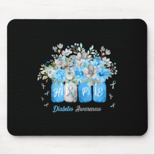 Hope Diabetes Awareness Blue Flowers Type 1 Diabet Mouse Mat