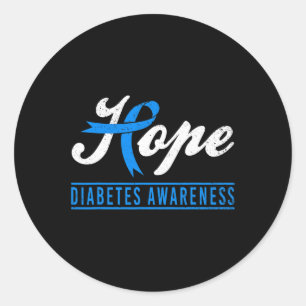 Hope Diabetes Awareness Ribbon Diabetic Type 1 T1  Classic Round Sticker