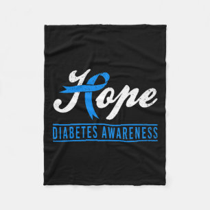 Hope Diabetes Awareness Ribbon Diabetic Type 1 T1 Fleece Blanket