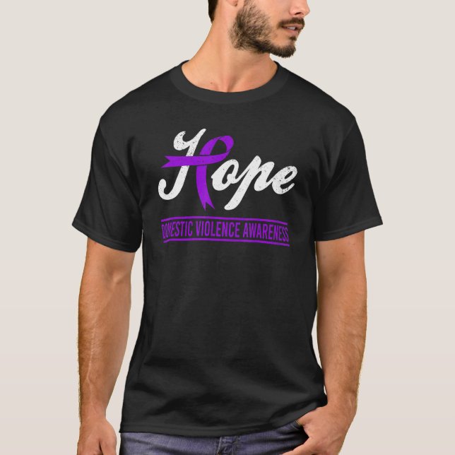 Hope Domestic Violence Awareness Month Purple Ribb T-Shirt (Front)