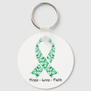 Hope Emerald Green Awareness Ribbon Key Ring