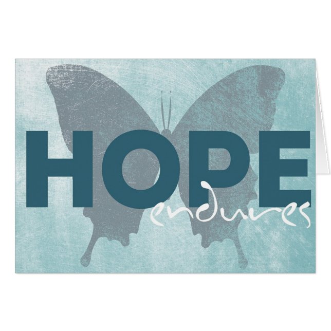 "Hope Endures" Beautiful Blue Butterfly Card (Front Horizontal)
