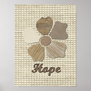 Hope Fabric Flower Collage Poster
