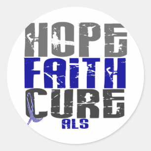 HOPE FAITH CURE ALS CLASSIC ROUND STICKER
