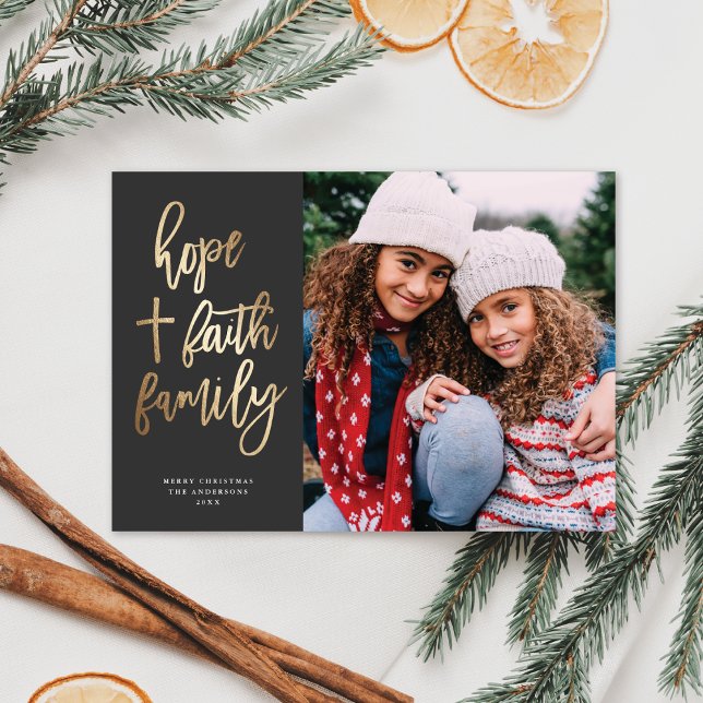 Hope Faith Family Religious Christmas Photo Holiday Card (Creator Uploaded)