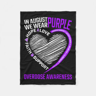 Hope Faith In August We Wear Purple Overdose Aware Fleece Blanket