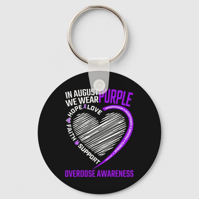 Hope Faith In August We Wear Purple Overdose Aware Key Ring (Front)