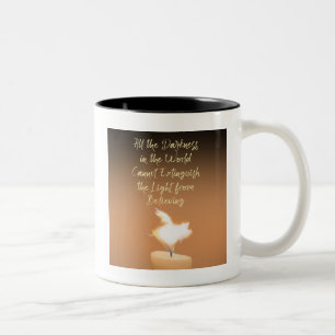 Hope Faith Inspirational Quote Flying Pig Candle Two-Tone Coffee Mug