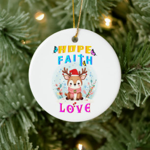Hope Faith Love Ceramic Tree Decoration