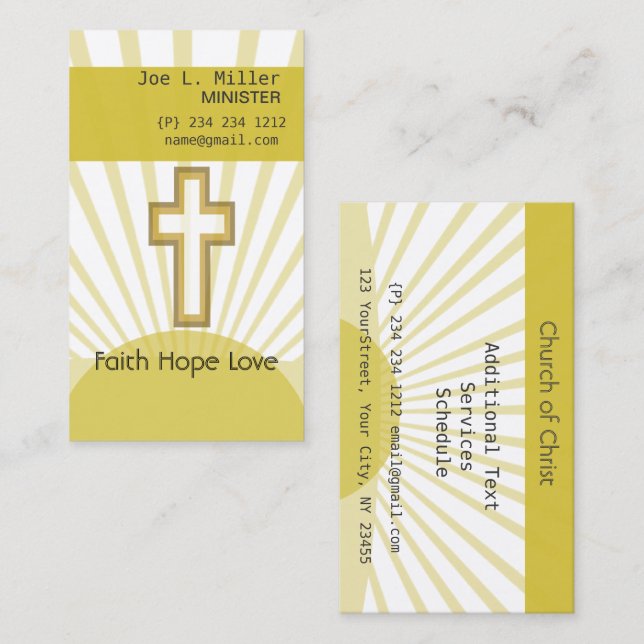 Hope Faith Love Christian Jesus Celestial Cross Business Card (Front/Back)