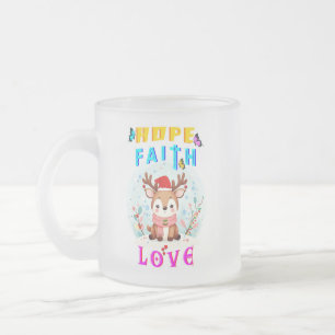 Hope Faith Love Frosted Glass Coffee Mug