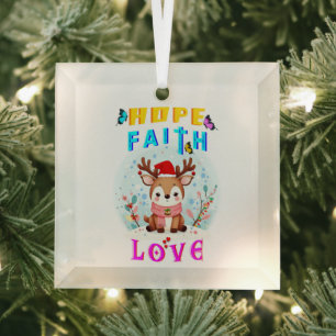 Hope Faith Love Glass Tree Decoration