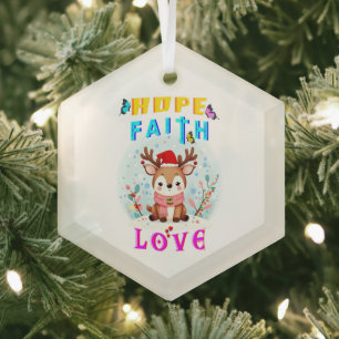Hope Faith Love Glass Tree Decoration