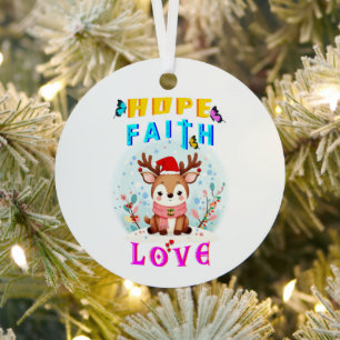 Hope Faith Love Metal Tree Decoration