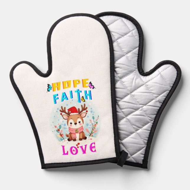 Hope Faith Love Oven Mitt (Front/Back)