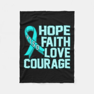 Hope Faith Love Ptsd Stress Awareness Ribbon Graph Fleece Blanket