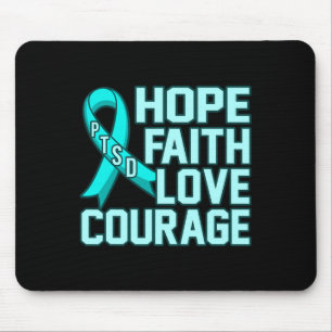 Hope Faith Love Ptsd Stress Awareness Ribbon Graph Mouse Mat