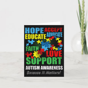 Hope Faith Love Ribbon Autism Awareness Women Card