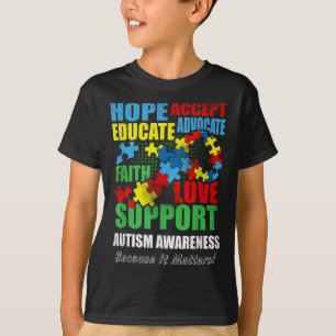 Hope Faith Love Ribbon Autism Awareness Women T-Shirt