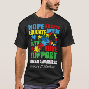 Hope Faith Love Ribbon Autism Awareness Women T-Shirt