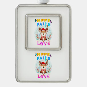 Hope Faith Love Silver Plated Framed Ornament