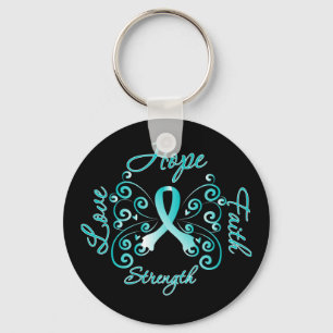 Hope Faith Love Strength Cervical Cancer Key Ring