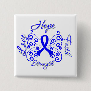 Hope Faith Love Strength Colon Cancer 15 Cm Square Badge