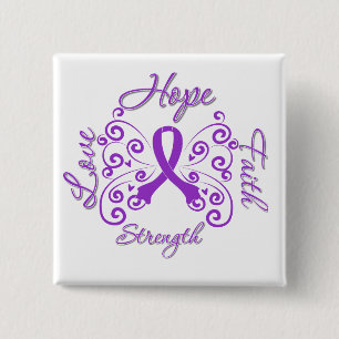 Hope Faith Love Strength Fibromyalgia 15 Cm Square Badge