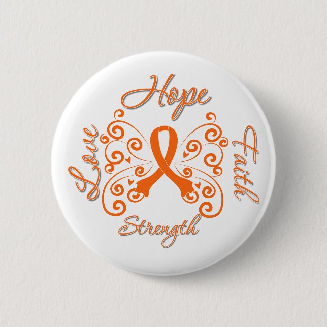 Hope Faith Love Strength Kidney Cancer 6 Cm Round Badge (Front)