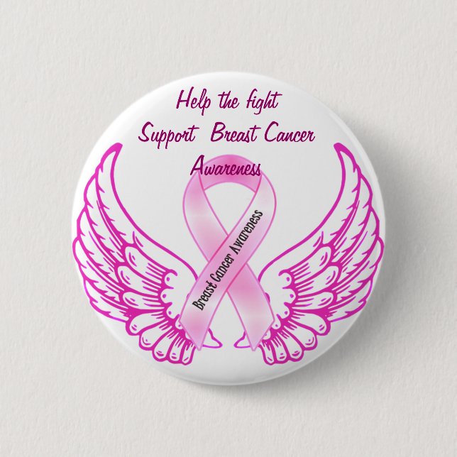 Hope&Fight-Breast Cancer Awareness_Button 6 Cm Round Badge (Front)