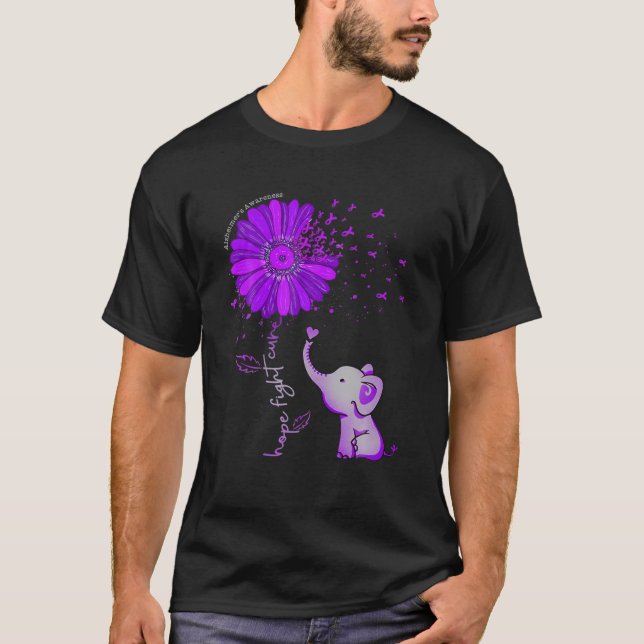 Hope Fight Cure Elephant Alzheimer's Awareness Pur T-Shirt (Front)
