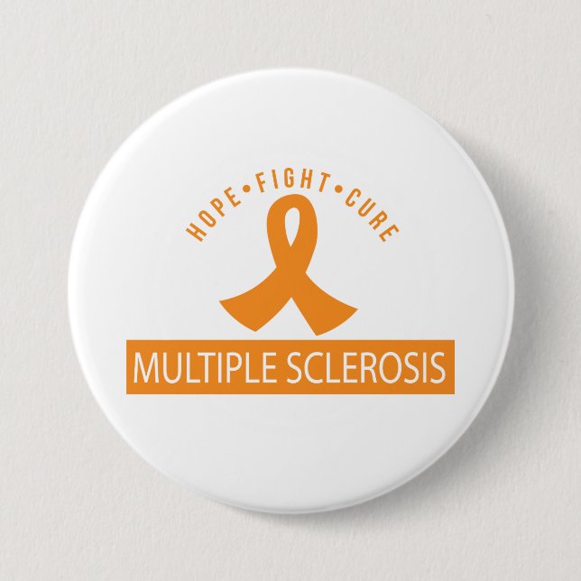 Hope Fight Cure MS Orange Ribbon 7.5 Cm Round Badge (Front)
