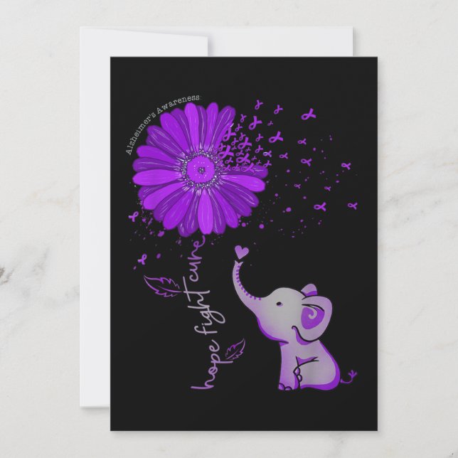 Hope Fight Cute Elephant Alzheimer's Purple Ribbon (Front)