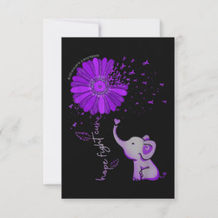 Hope Fight Cute Elephant Alzheimer's Purple Ribbon Card