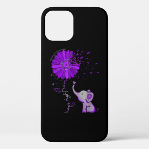 Hope Fight Cute Elephant Alzheimer's Purple Ribbon iPhone 12 Pro Case