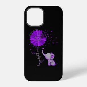 Hope Fight Cute Elephant Alzheimer's Purple Ribbon iPhone 12 Pro Case