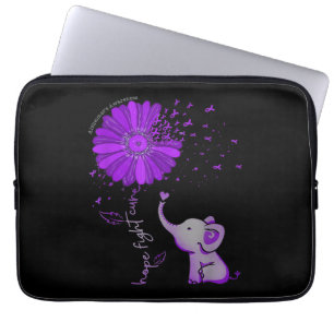 Hope Fight Cute Elephant Alzheimer's Purple Ribbon Laptop Sleeve