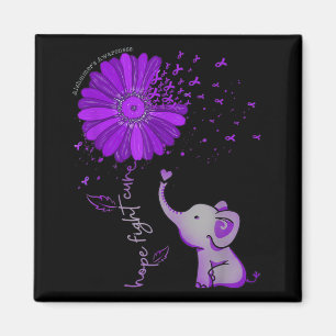Hope Fight Cute Elephant Alzheimer's Purple Ribbon Magnet